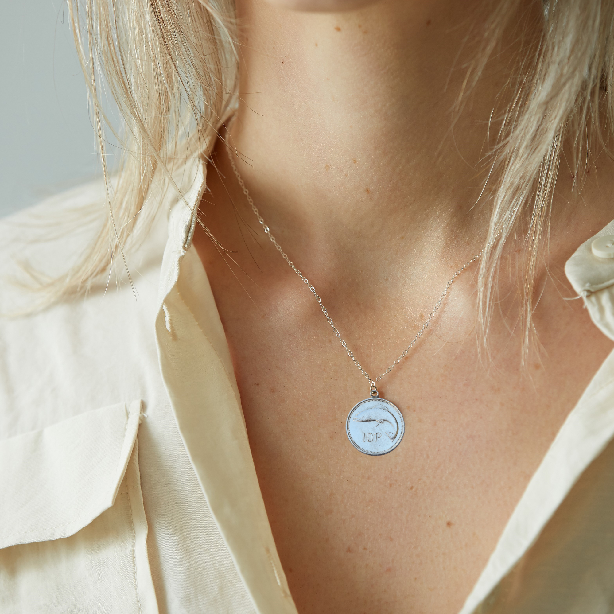 Irish 10p (Salmon) Single Coin Necklace