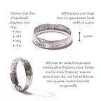 1800's British Sixpence Sterling Silver Coin Ring Wedding Band