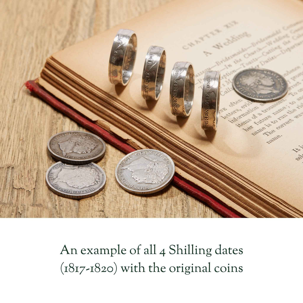 1800's British Shilling Sterling Silver Coin Ring Wedding Band