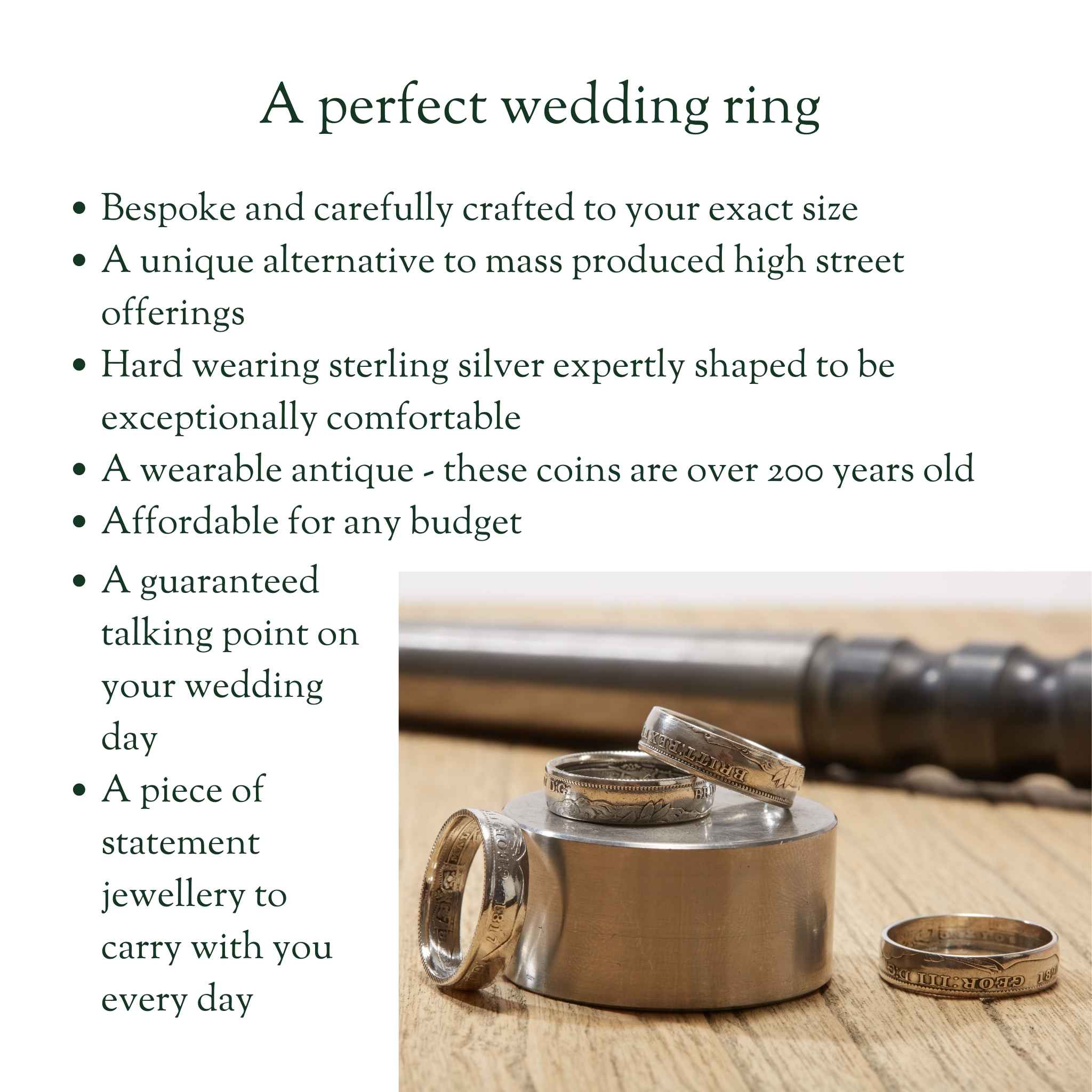 1800's British Shilling Sterling Silver Coin Ring Wedding Band