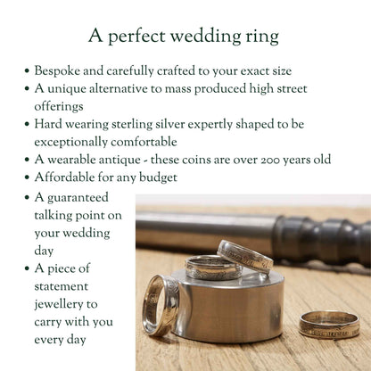 1800's British Shilling Sterling Silver Coin Ring Wedding Band