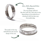1800's British Sixpence Sterling Silver Coin Ring Wedding Band