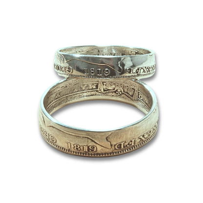 Sterling Silver Wedding Ring Set | 1819 British Shilling & Sixpence Coins