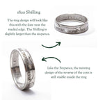 Sterling Silver Wedding Ring Set | 1820 British Shilling & Sixpence Coins