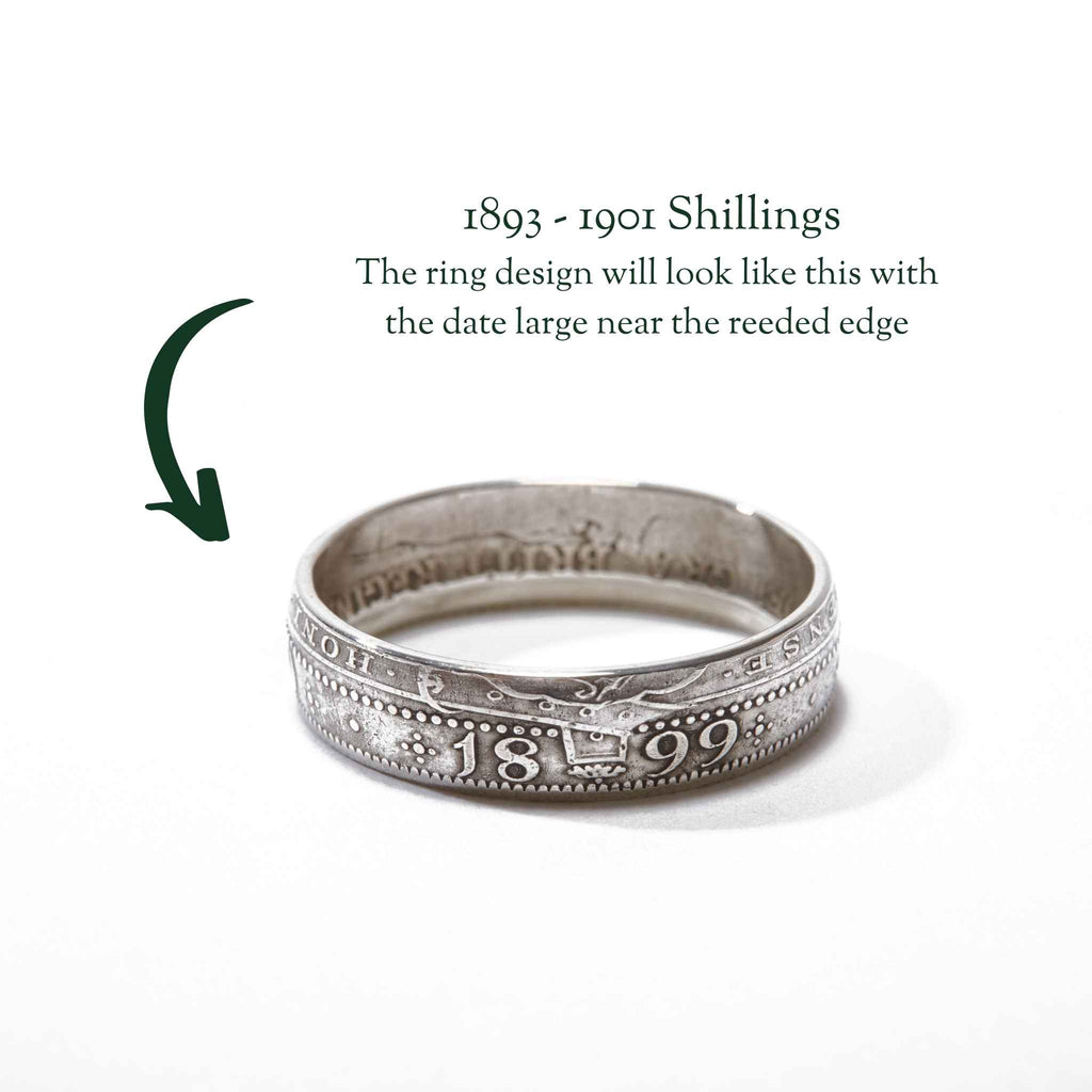 British Shilling Sterling Silver Coin Ring