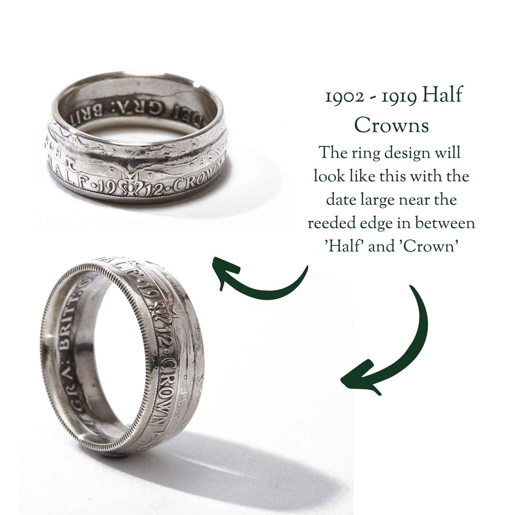 British Half Crown Sterling Silver Coin Ring
