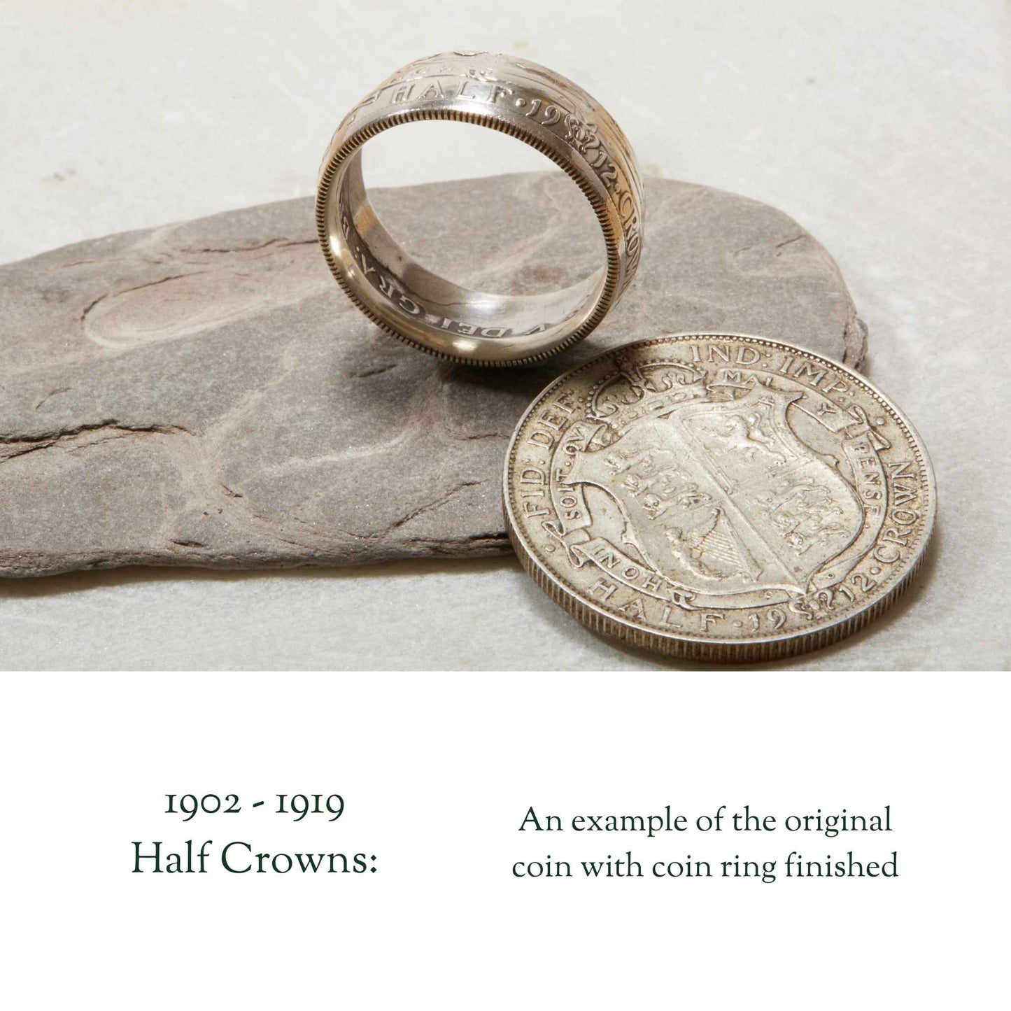 British Half Crown Sterling Silver Coin Ring