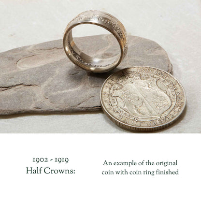British Half Crown Sterling Silver Coin Ring