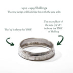 British Shilling Sterling Silver Coin Ring