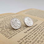Two british sixpence coin lapel pins showing Queen Elizabeth 2nd and King George 6th minting designs