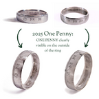 British 2025 One Penny Silver Coin Ring