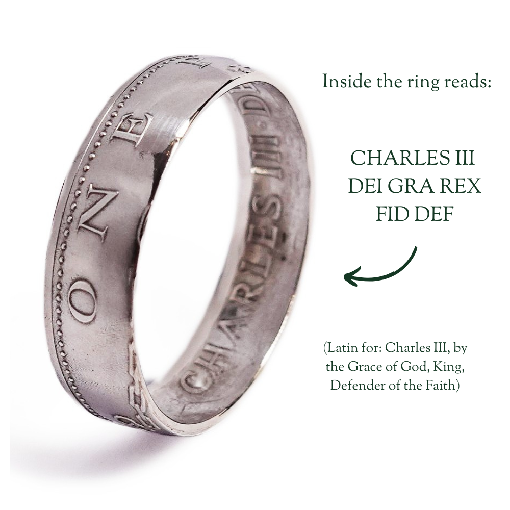 British 2025 One Penny Silver Coin Ring