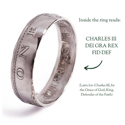 British 2025 One Penny Silver Coin Ring