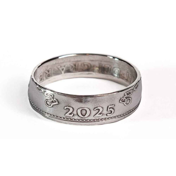 British 2025 One Penny Silver Coin Ring