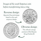 British 2026 Sixpence Sterling Silver Coin Ring