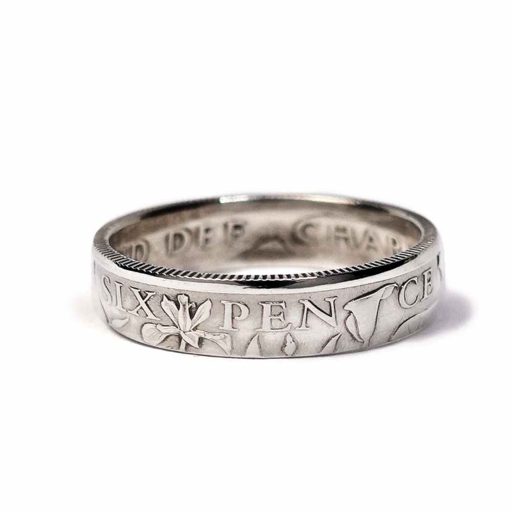 British 2026 Sixpence Sterling Silver Coin Ring