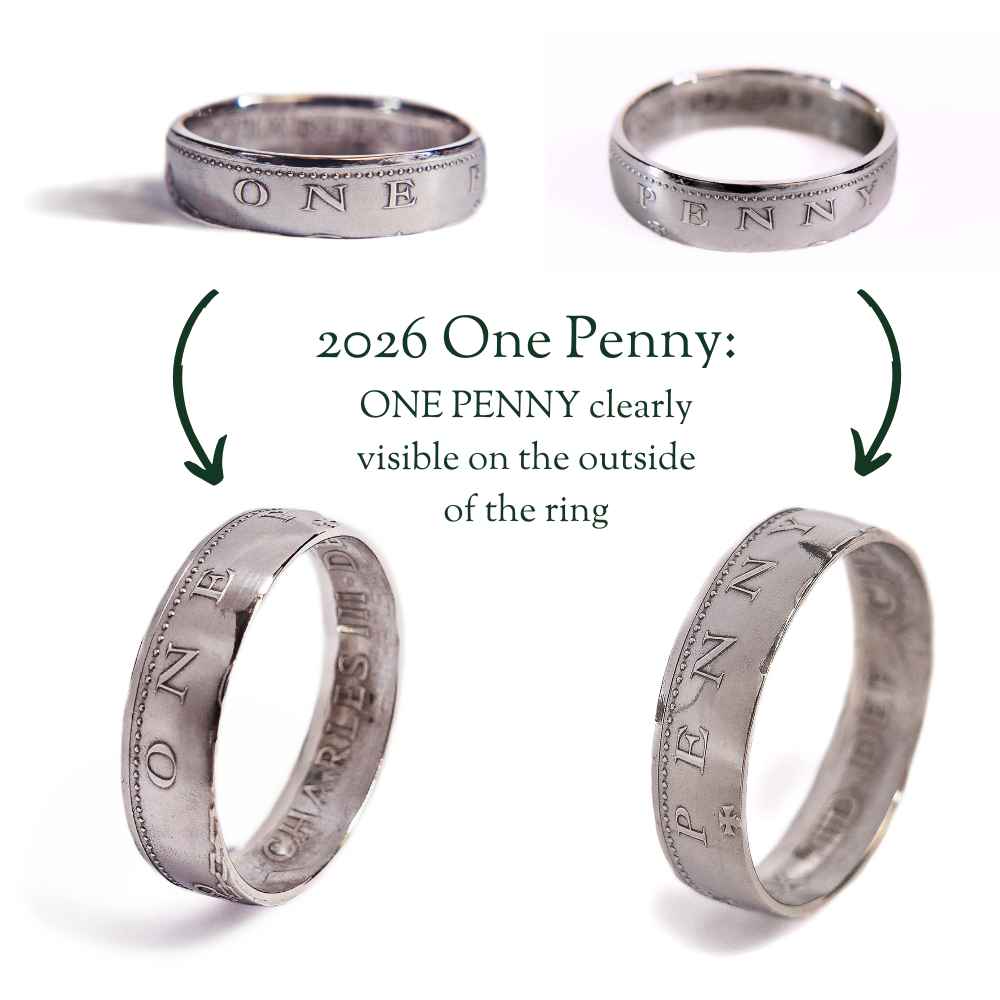 British 2026 One Penny Silver Coin Ring