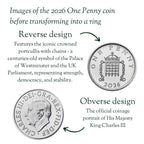 British 2026 One Penny Silver Coin Ring