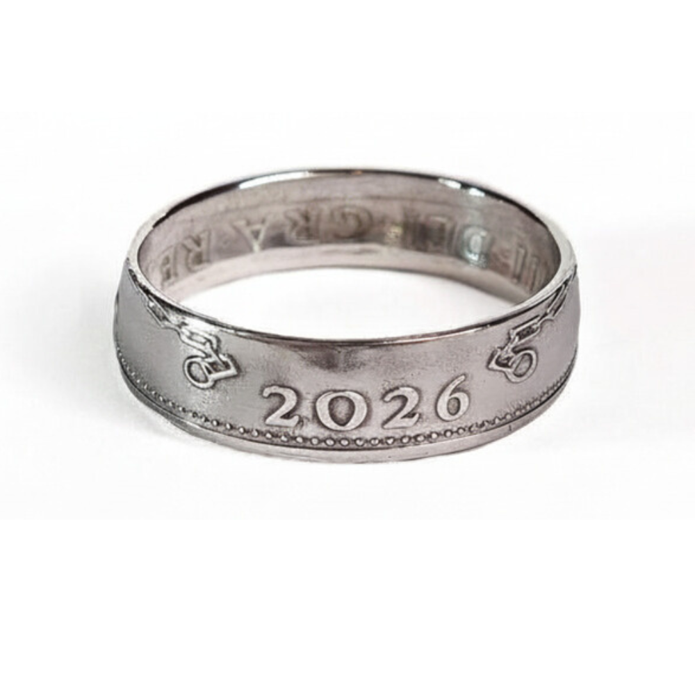 British 2026 One Penny Silver Coin Ring