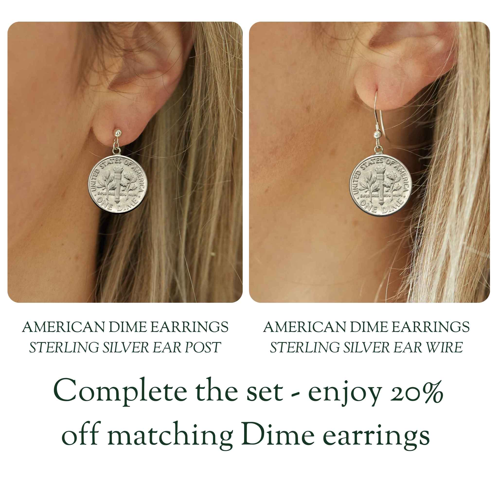 American Dime Double Coin Necklace - Modern Roosevelt