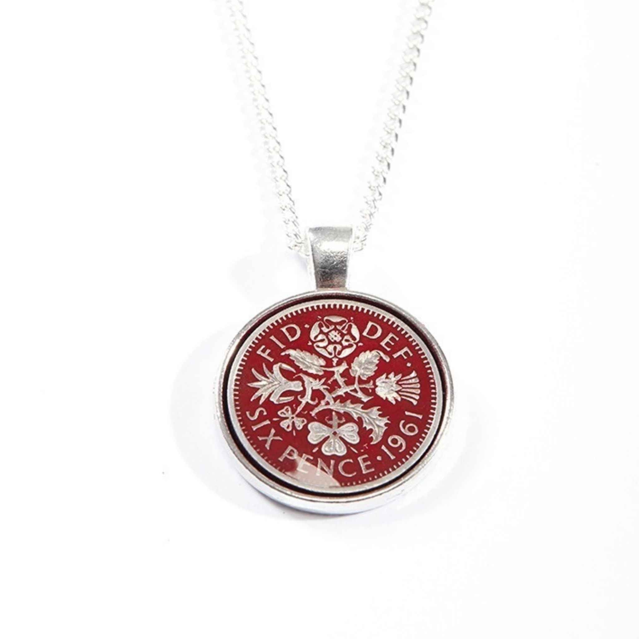 Queen Elizabeth II Sixpence Enamelled Coin Necklace