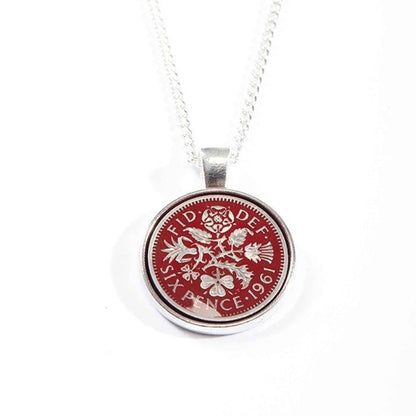 Queen Elizabeth II Sixpence Enamelled Coin Necklace