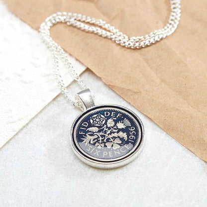 Queen Elizabeth II Sixpence Enamelled Coin Necklace