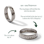 British Sixpence Sterling Silver Coin Ring