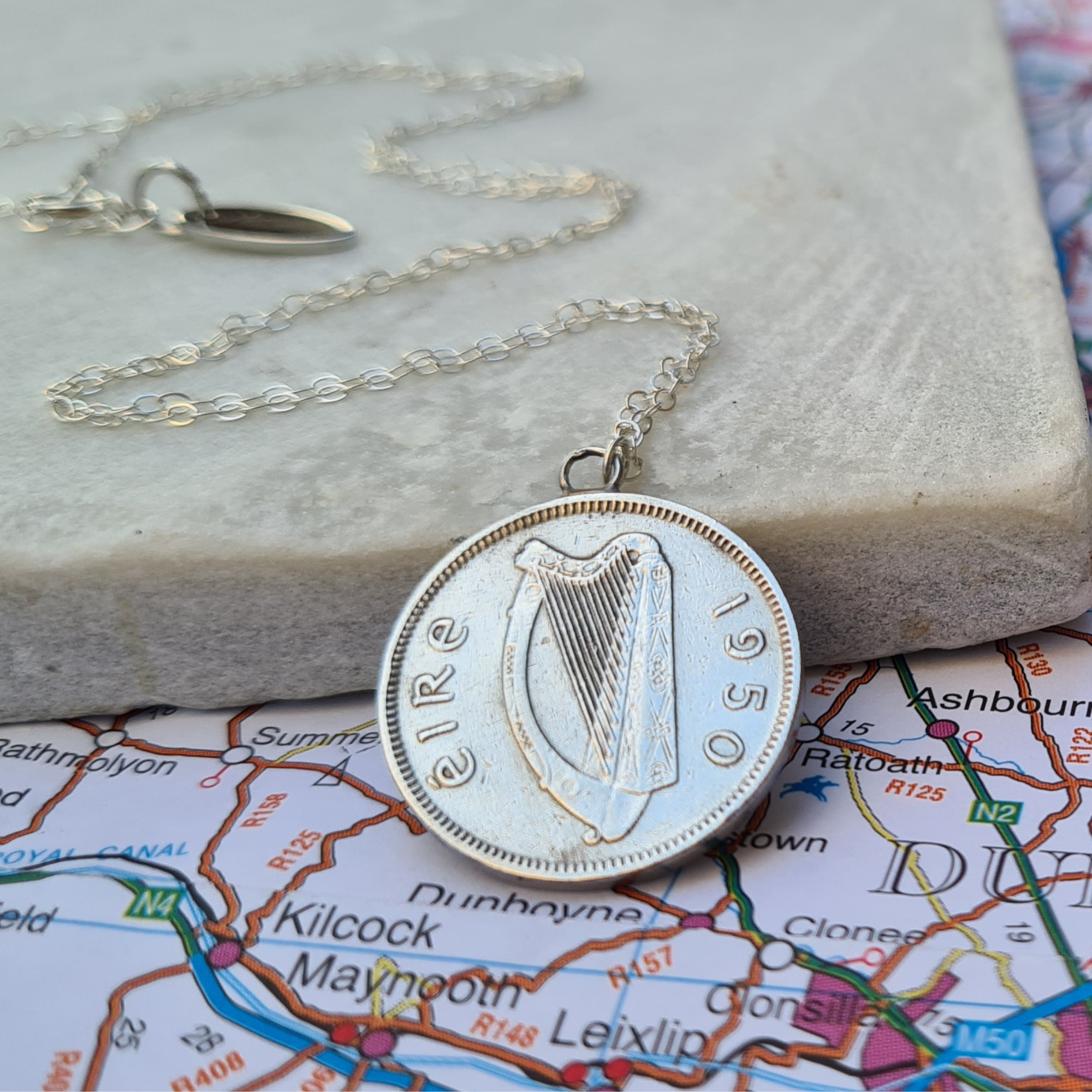 Irish Sixpence (Wolfhound/Dog) Single Coin Necklace