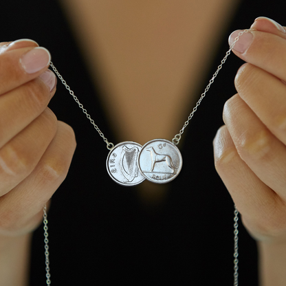  Irish sixpence double coin necklace