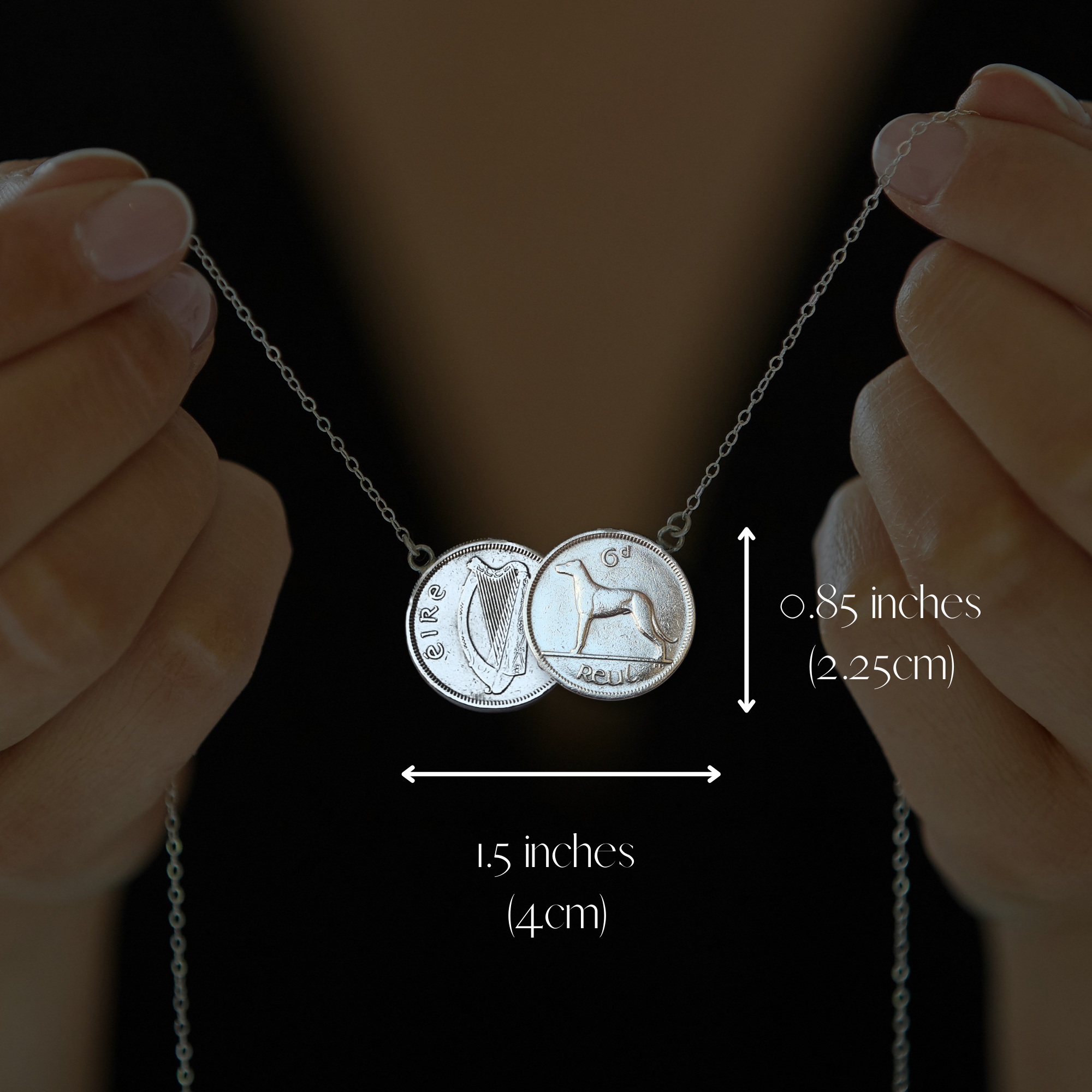 Irish Sixpence (Wolfhound/Dog) Double Coin Necklace