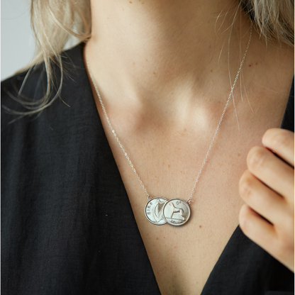  Irish sixpence double coin necklace