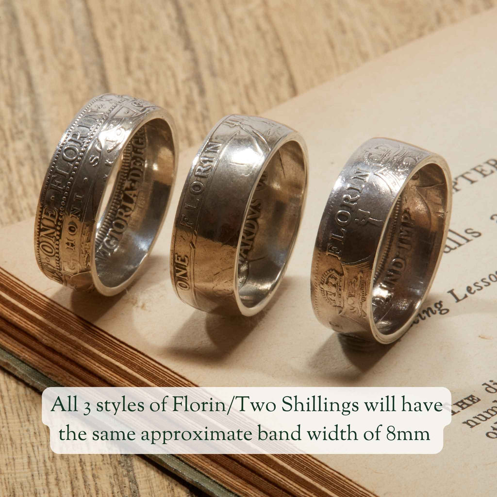 British Florin/Two Shilling Sterling Silver Coin Ring