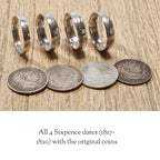 Sterling Silver Wedding Ring Set | Rare 1818 British Shilling & Sixpence Coins