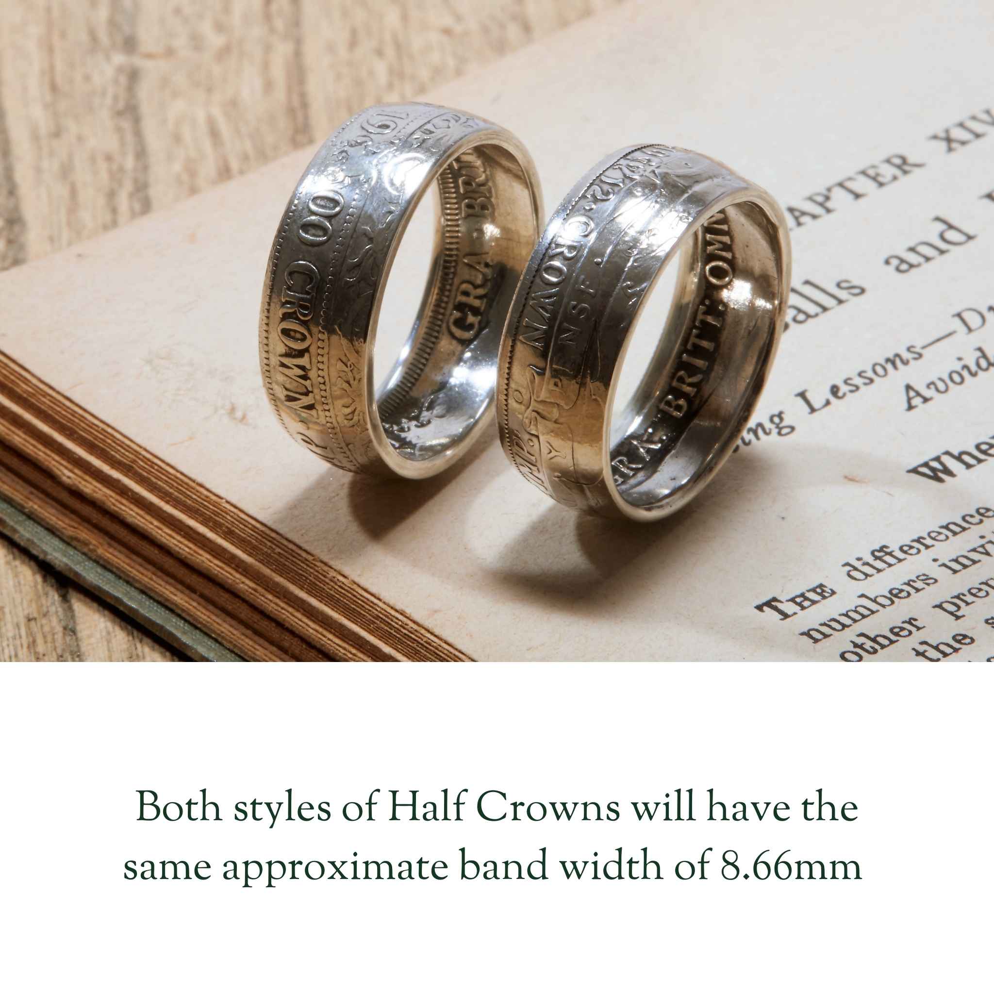 British Half Crown Sterling Silver Coin Ring