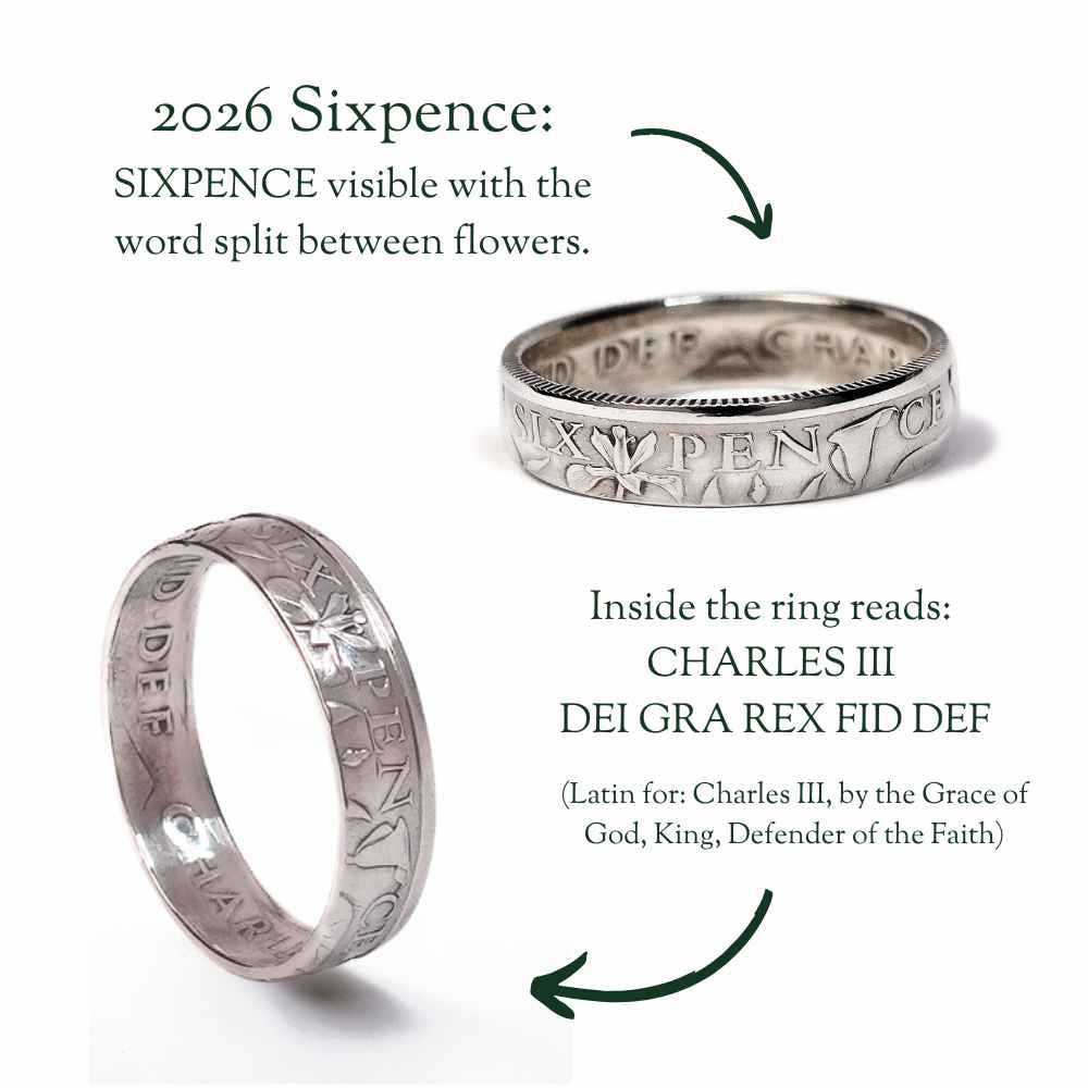 British 2026 Sixpence Sterling Silver Coin Ring