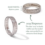 British 2025 Sixpence Sterling Silver Coin Ring