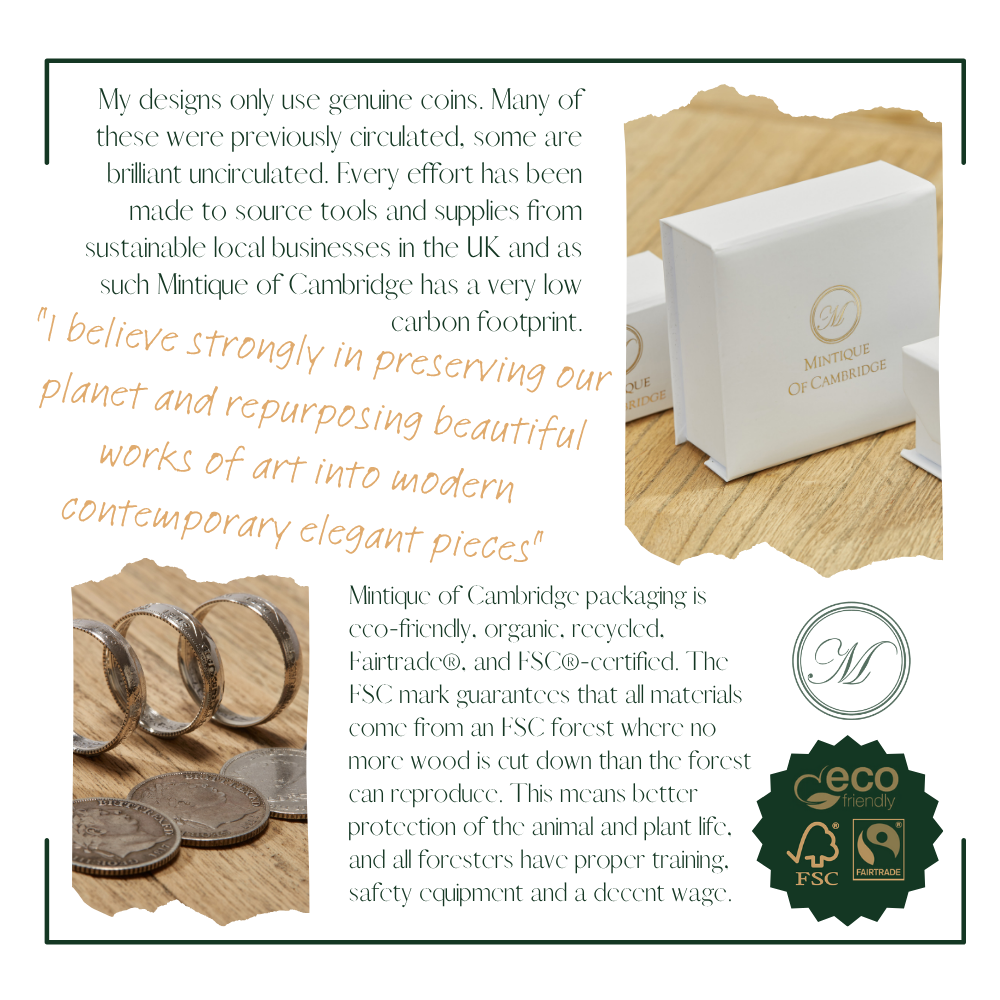Mintique of Cambridge packaging with eco-friendly certification and text about their practices.