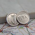Irish 5p (Bull) Double Coin Necklace