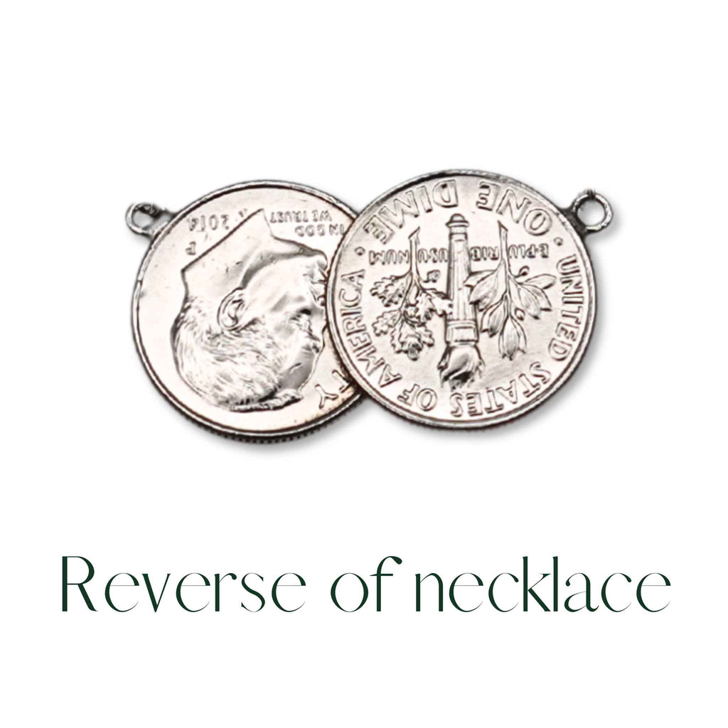 US Dime pendant - two coins soldered together showing the reverse of the necklace