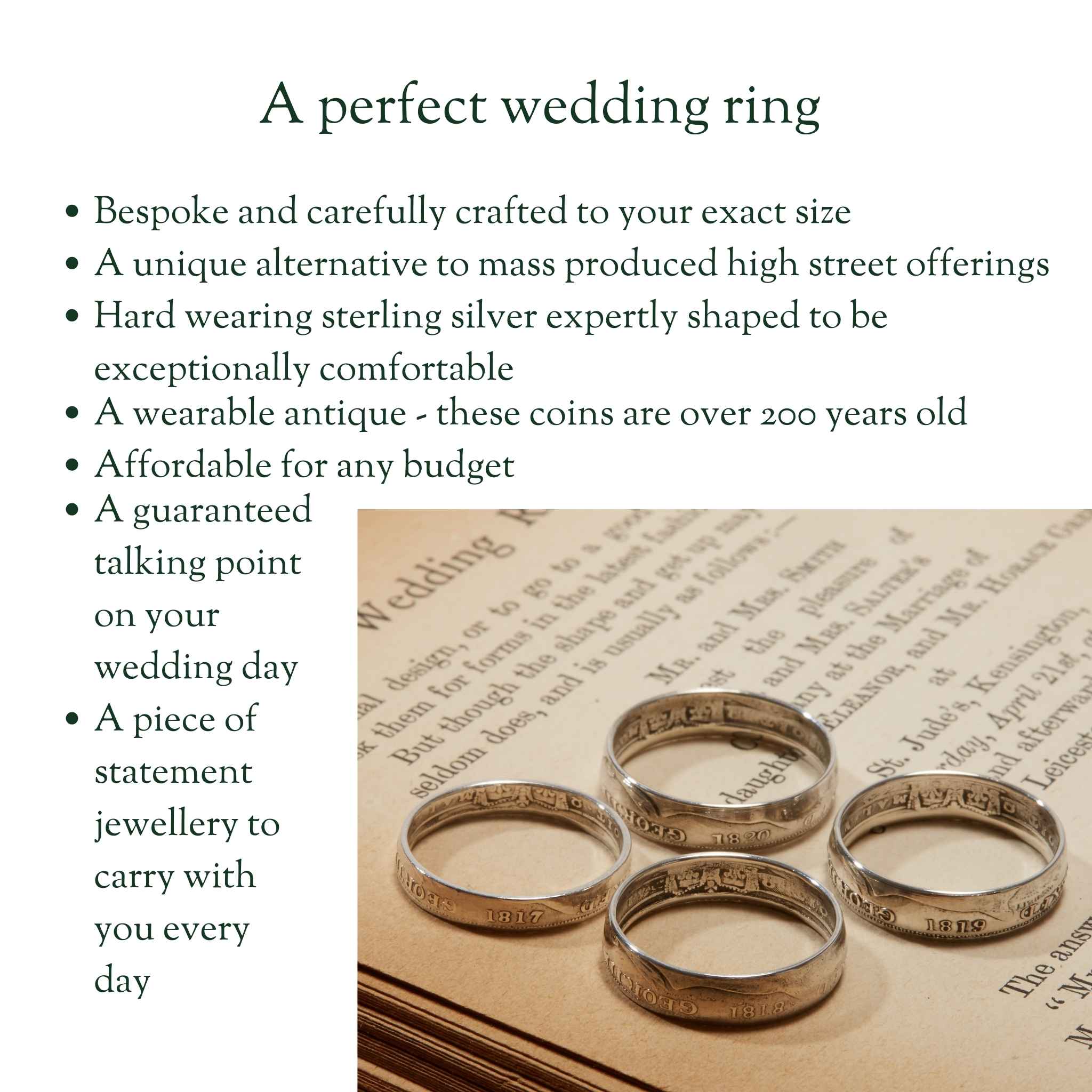 1800's British Sixpence Sterling Silver Coin Ring Wedding Band