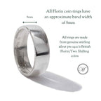 Sterling Silver Florin Coin Ring - Smooth Outer, Detail Inner