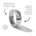 Sterling Silver Florin Coin Ring - Smooth Outer, Detail Inner