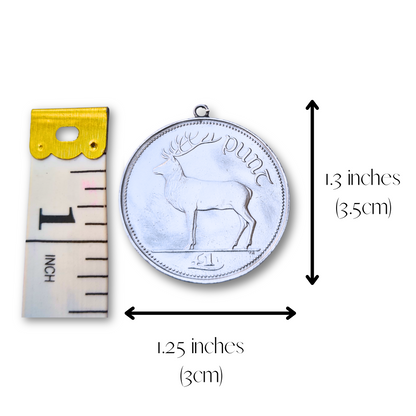 Irish Punt (Red Deer) Single Coin Necklace