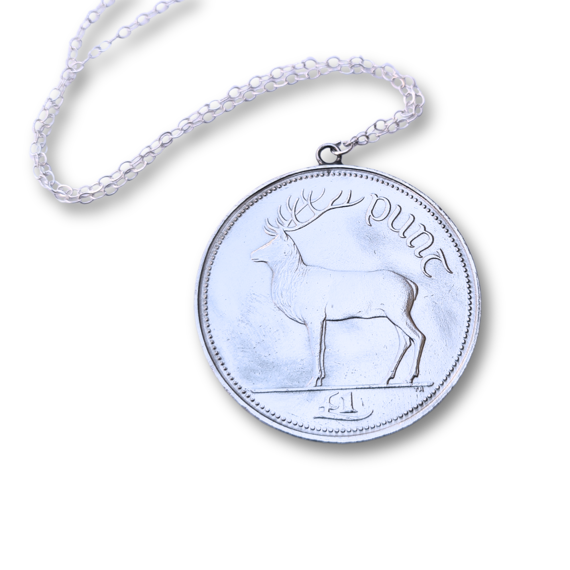 Irish Punt (Red Deer) Single Coin Necklace