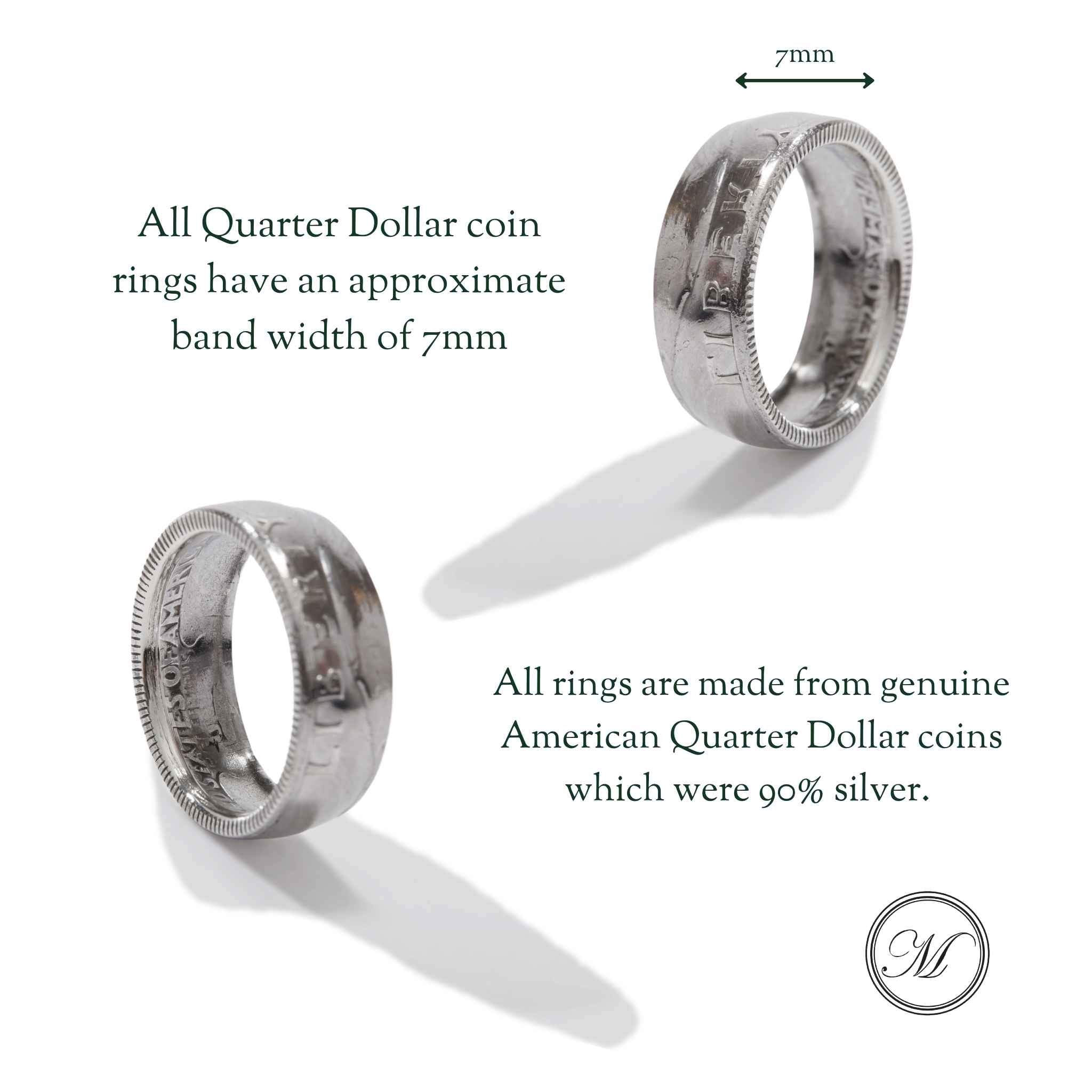 Quarter Dollar Liberty 1964 Coin Ring
