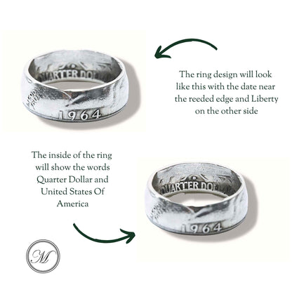 Quarter Dollar Liberty 1964 Coin Ring