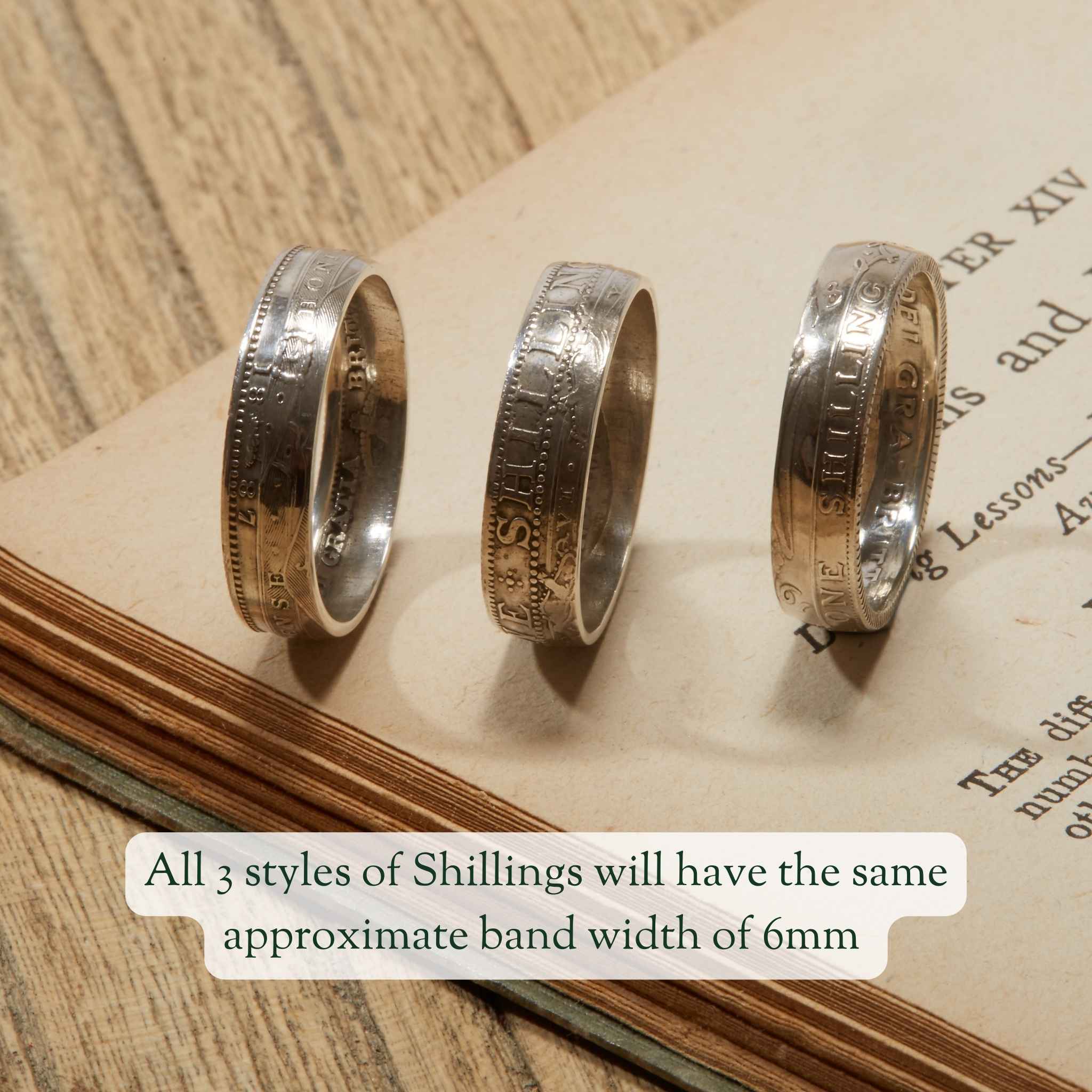 British Shilling Sterling Silver Coin Ring