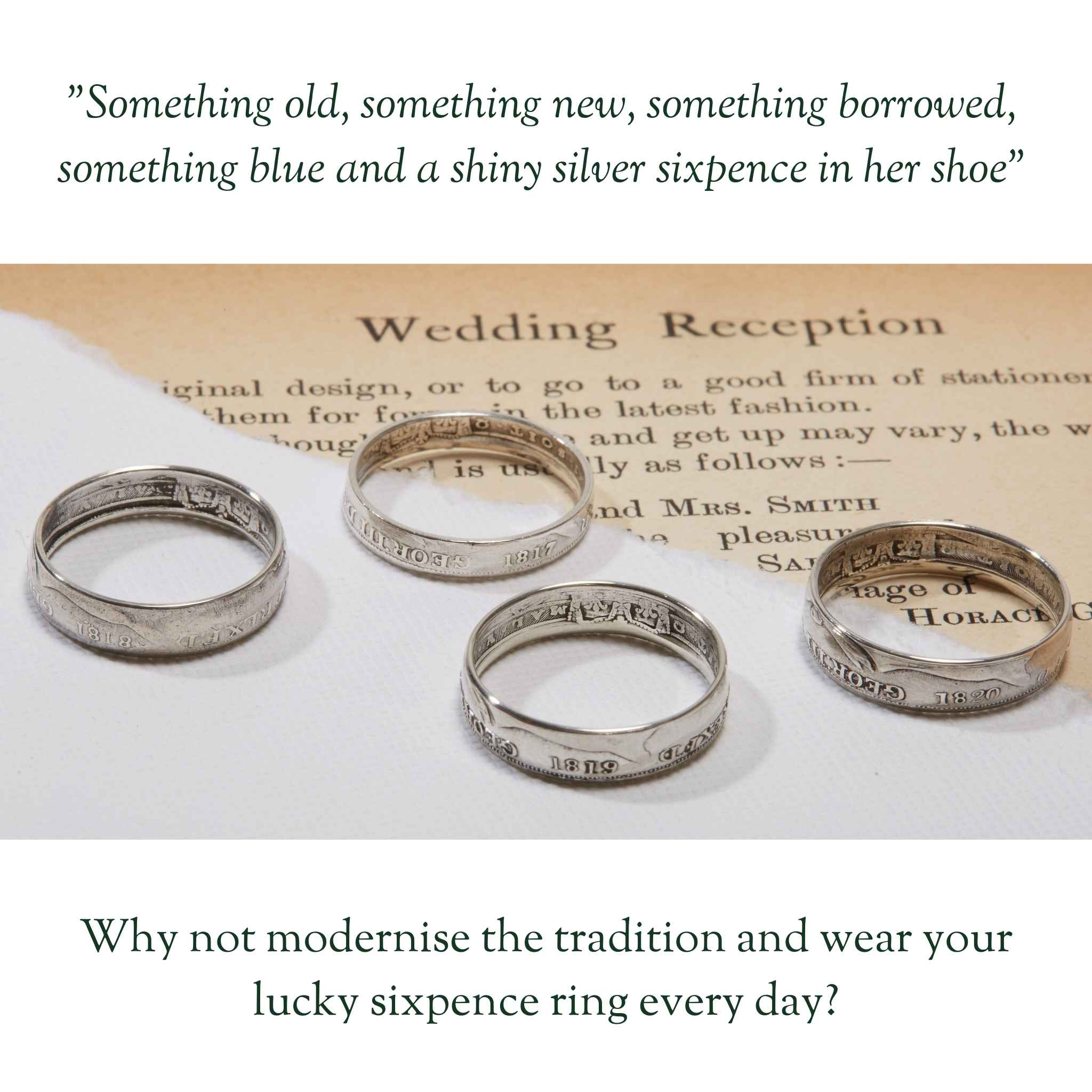 1800's British Sixpence Sterling Silver Coin Ring Wedding Band