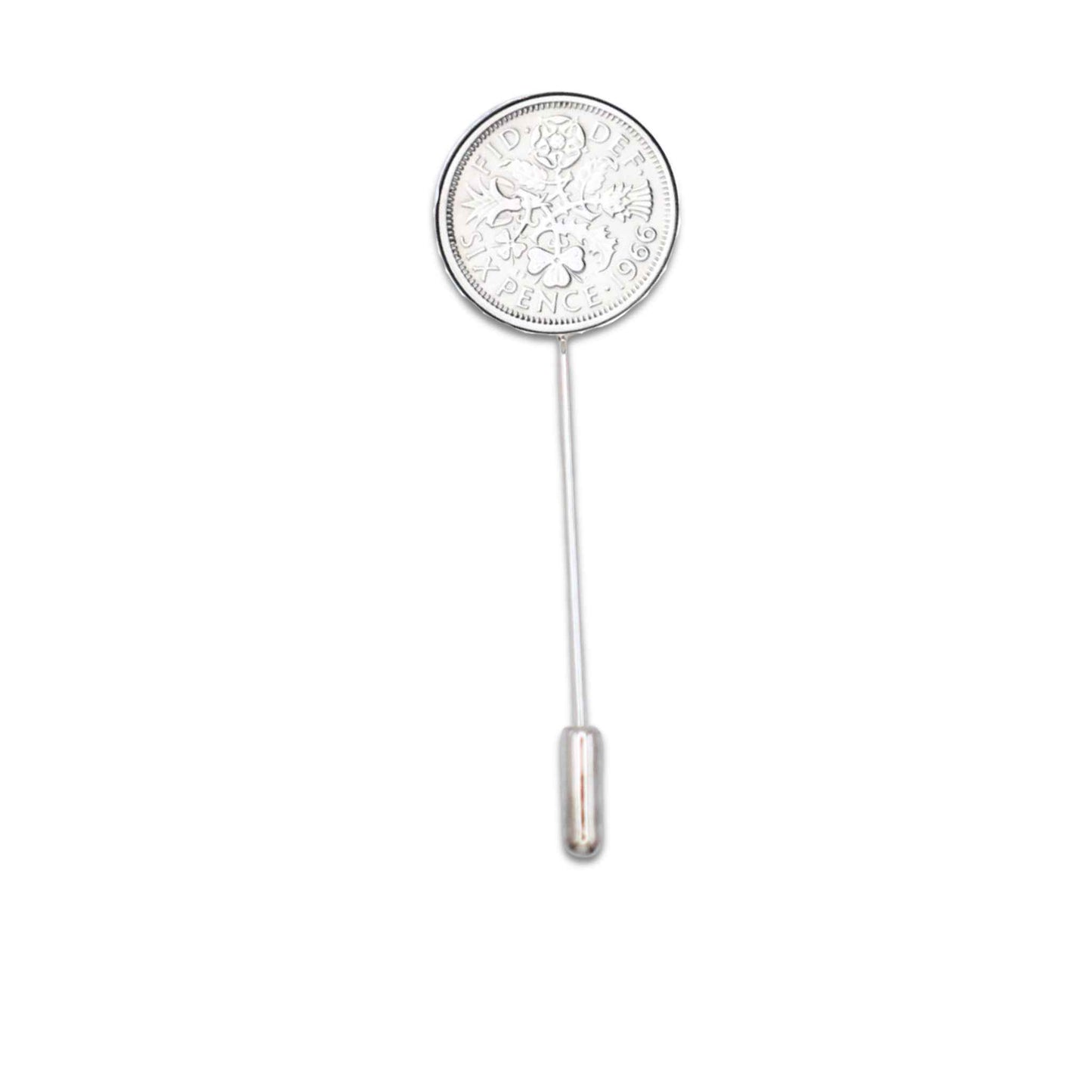 British Queen Elizabeth 2nd sixpence coin silver plated tie pin.